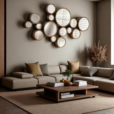 15 Metallic circles Wall Mirror (48 x 32 Inches)